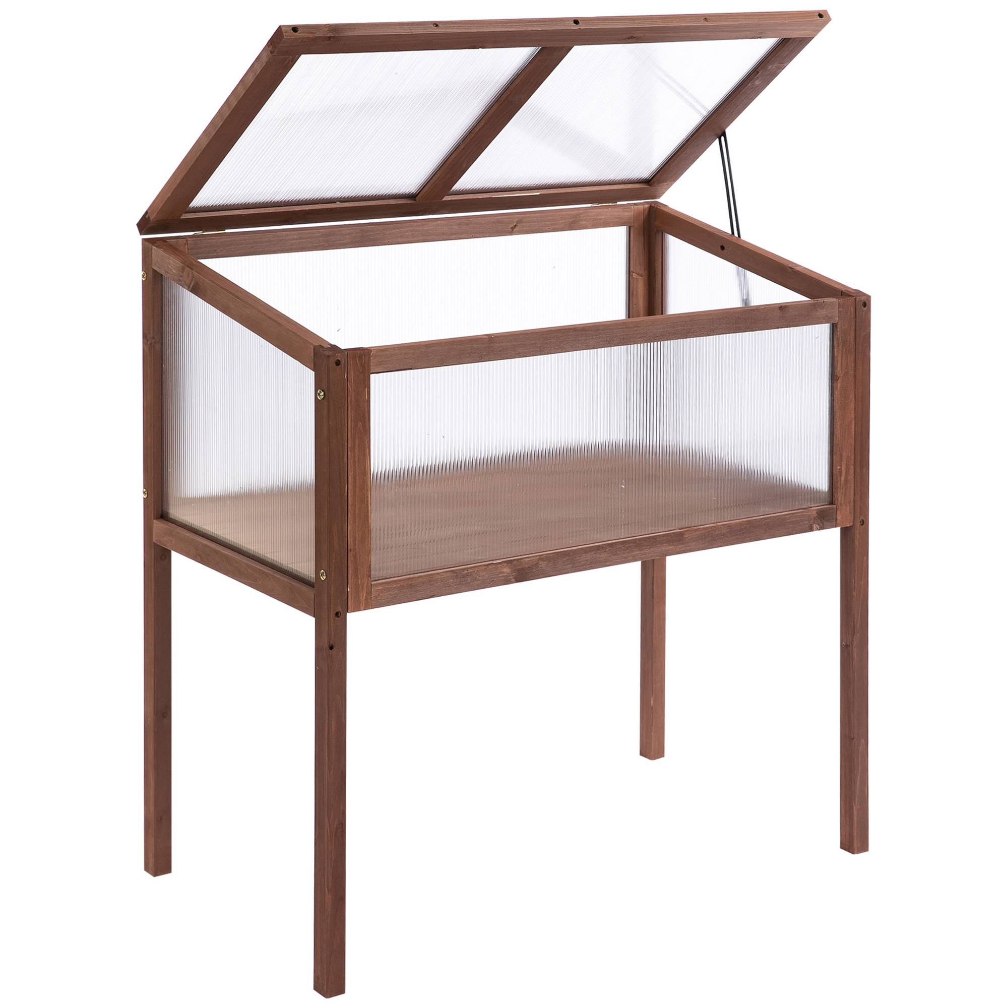 ComfortXL - Carré potager sur pied bois sapin balcon toit ouvrant protection froid 90x50x93cm marron - ComfortXL Outdoor Living - Image 2