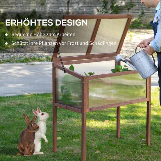 ComfortXL - Carré potager sur pied bois sapin balcon toit ouvrant protection froid 90x50x93cm marron - ComfortXL Outdoor Living - Image 9