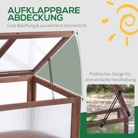 ComfortXL - Carré potager sur pied bois sapin balcon toit ouvrant protection froid 90x50x93cm marron - ComfortXL Outdoor Living - Image 7