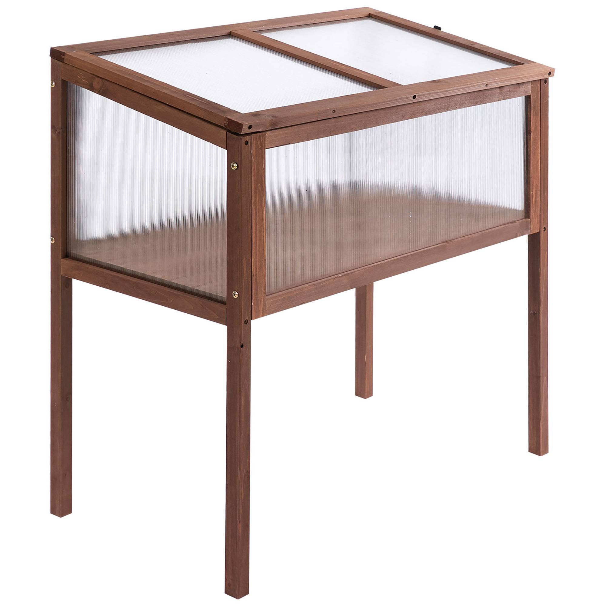 ComfortXL - Carré potager sur pied bois sapin balcon toit ouvrant protection froid 90x50x93cm marron - ComfortXL Outdoor Living - Image 1