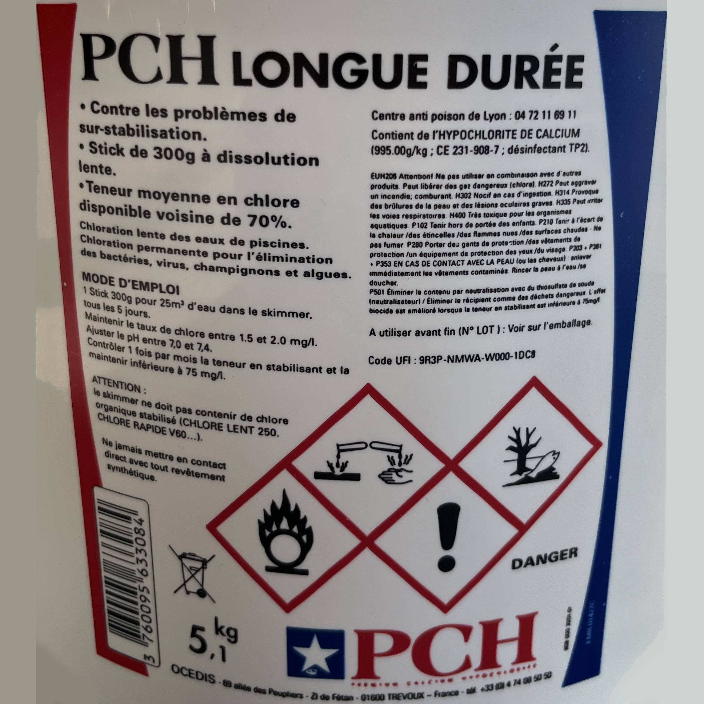 Pch - PCH Stick 300 g. Hypochloryte de Calcium longue durée - 5,1 Kg - Imagen 3