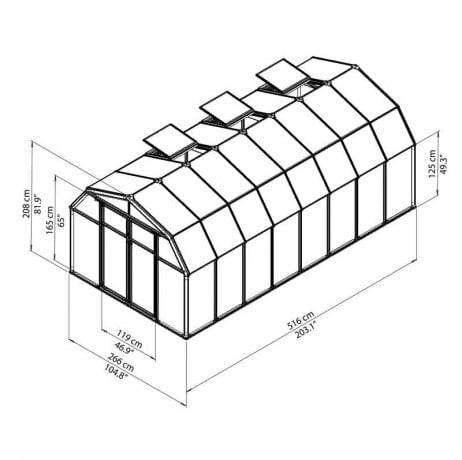 Canopia - Serre de jardin en polycarbonate Rion Hobby Gardener 13,72 m², Ancrage au sol Oui - Image 4