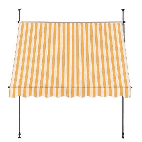 Helloshop26 - Store banne téléscopique acier polyester 350 x 120 x 200-300 cm jaune blanc - Imagen 3