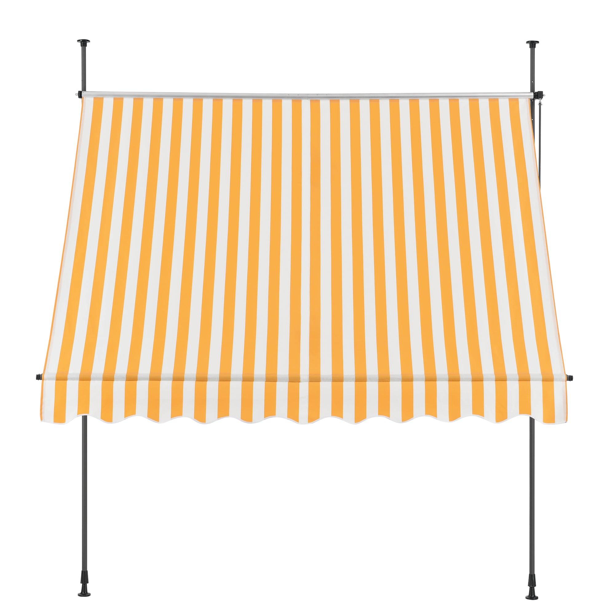 Helloshop26 - Store banne téléscopique acier polyester 350 x 120 x 200-300 cm jaune blanc - Imagen 3