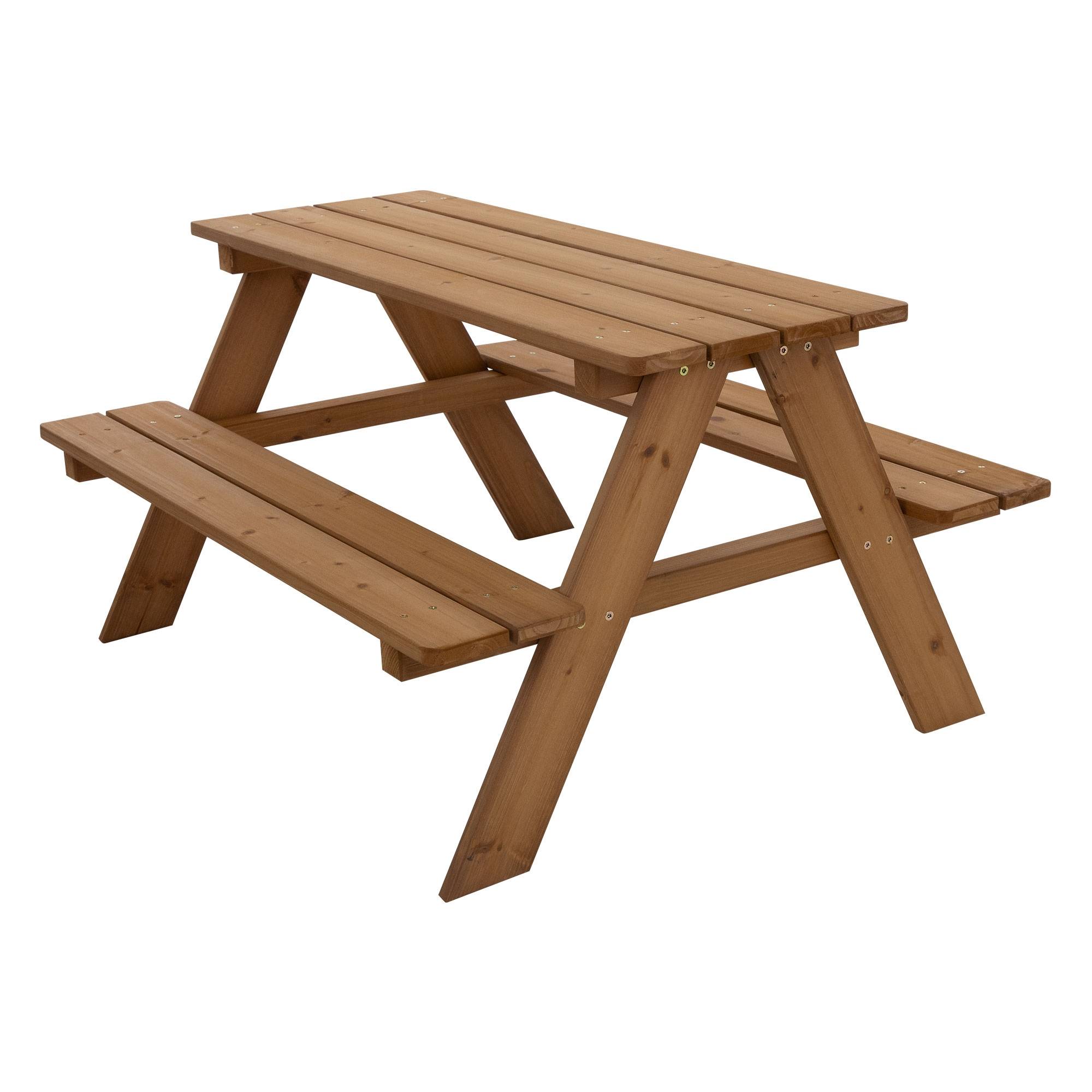Ml-Design - Table de Pique-Nique avec 2 Bancs, Ensemble de Jeu pour Enfants, Marron, en Bois Massif, avec 4 Places - Image 1