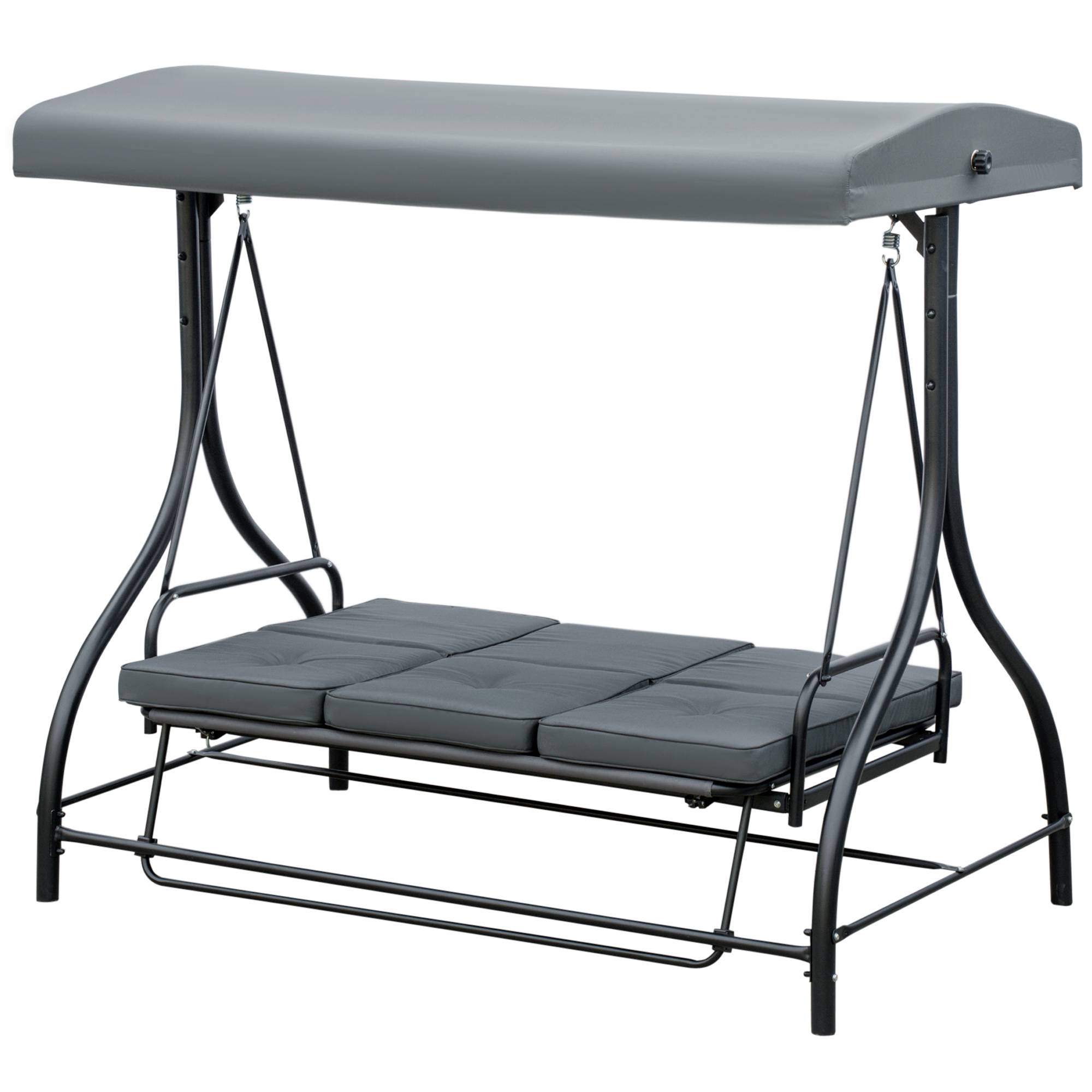 Balancelle de Jardin 3 Places Convertible Inclinaison Toit réglable Matelas Grand Confort Rembourrage 7 cm fourni - Image 2