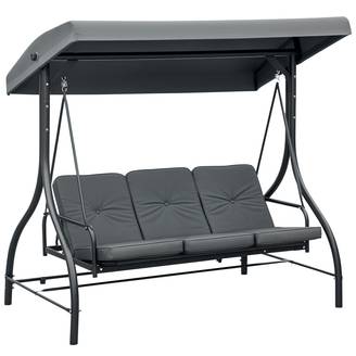Balancelle de Jardin 3 Places Convertible Inclinaison Toit réglable Matelas Grand Confort Rembourrage 7 cm fourni