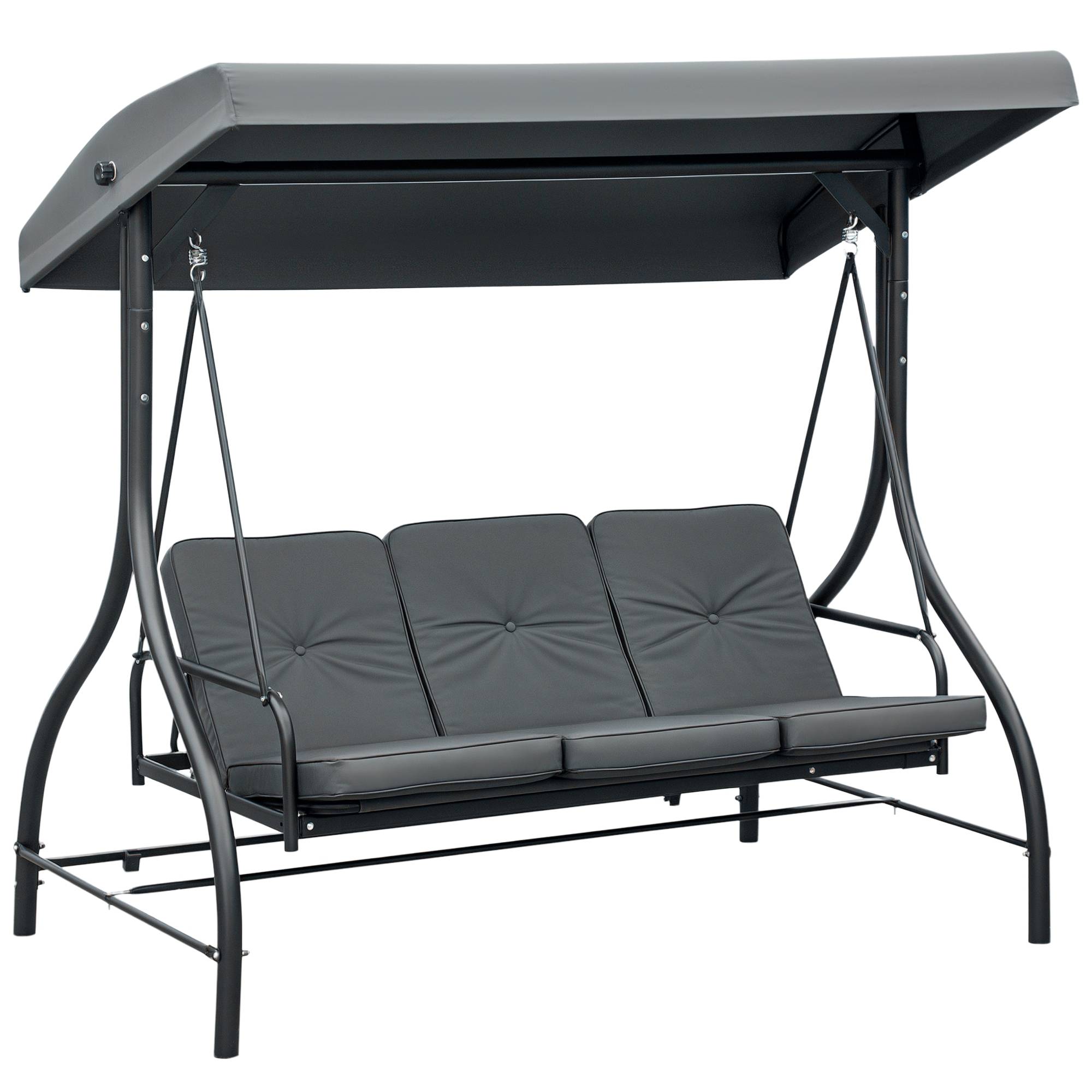 Balancelle de Jardin 3 Places Convertible Inclinaison Toit réglable Matelas Grand Confort Rembourrage 7 cm fourni - Image 1