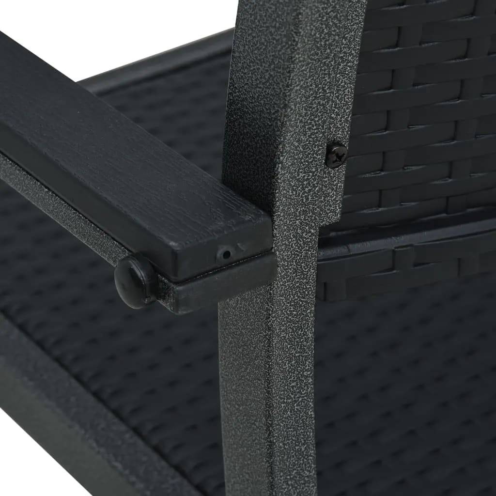 Salon Repas pour Terrasse 4 Personnes, Table Rectangulaire et Chaises Acier Aspect Rotin Noir – ComfortXL Outdoor Living - Image 7