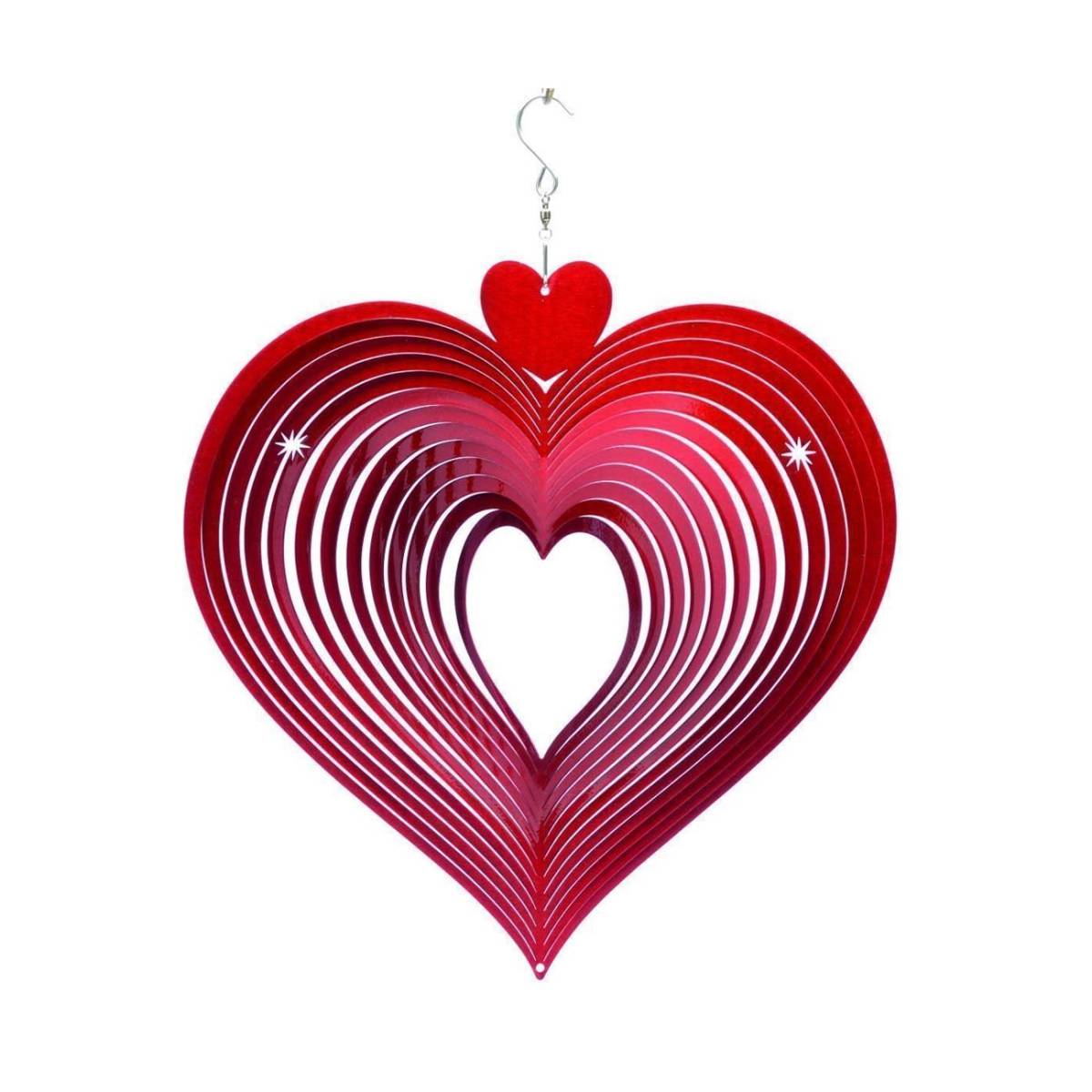 Mobile à vent coeur rouge 15 x 15 x 5 cm Spin-Art Spinners - Imagen 1