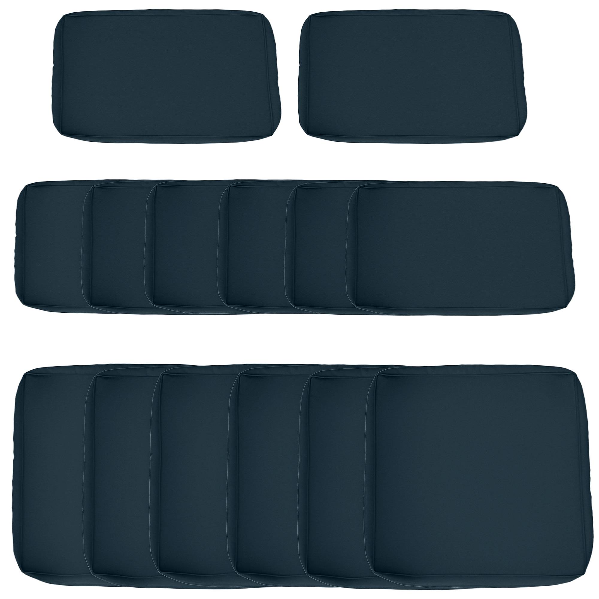 Lot de 14 Housses de Rechange Coussins Salon de Jardin - 6 Housses Coussin d'assise, 8 Housses Coussin Dossier Bleu