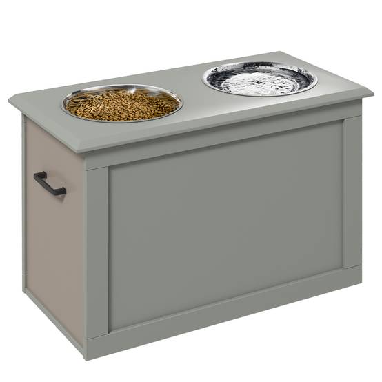 ComfortXL - Porte-gamelles surélevé bois pour grands chiens coffre rangement 60x30x41cm gris - ComfortXL Outdoor Living - Image 1