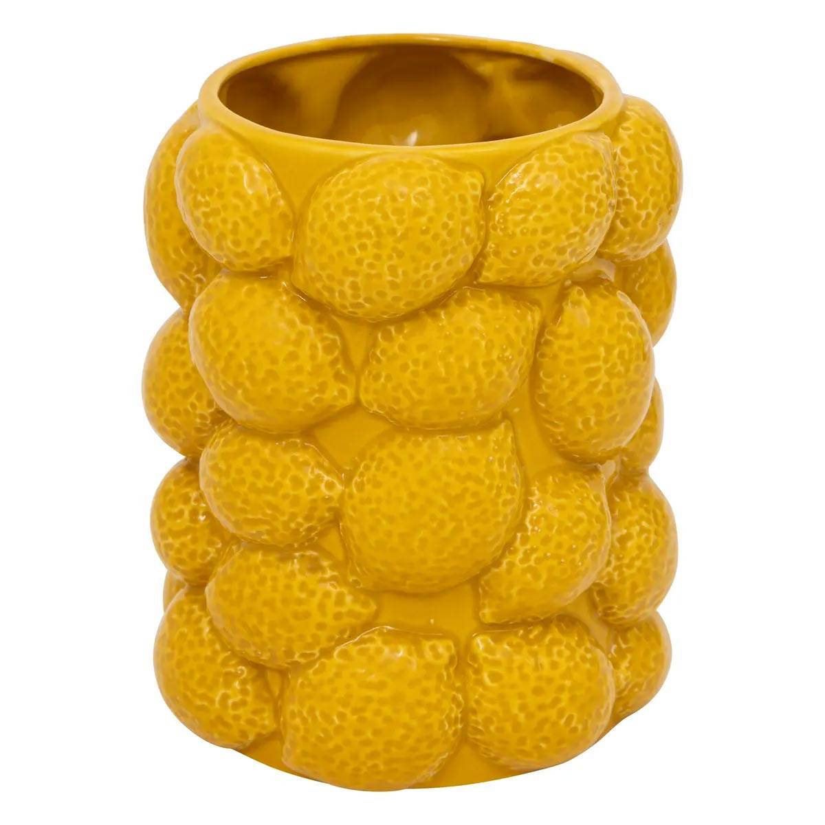 Vase Citron en Céramique "Yucatan" 18cm Jaune - Image 1