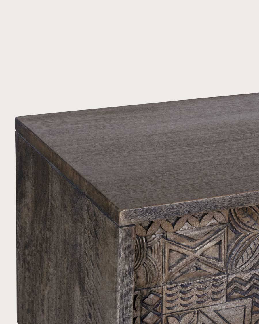 Hawaï - Meuble  noir en manguier massif sculpté 160 cm - UNIQKA - Imagen 6