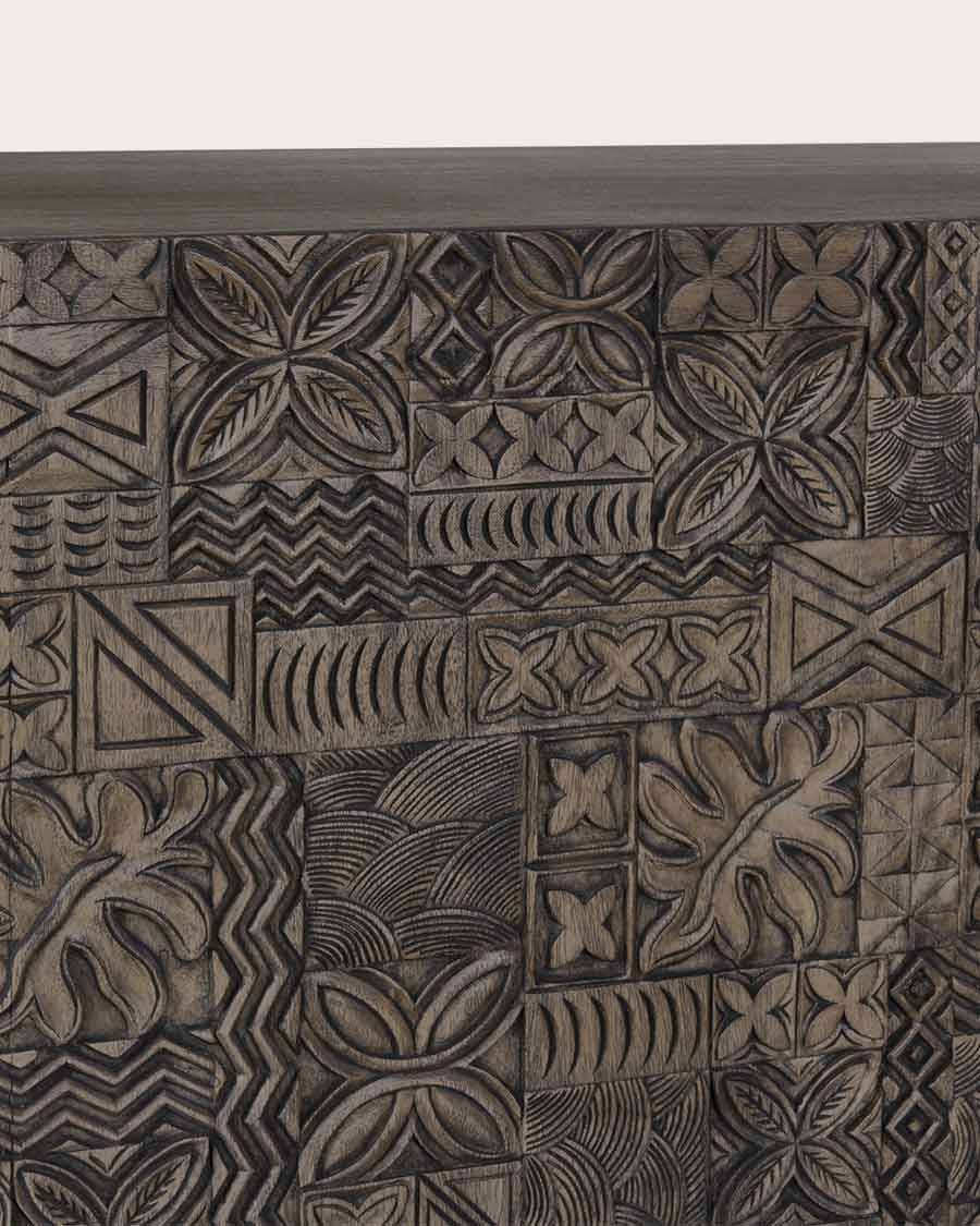 Hawaï - Meuble  noir en manguier massif sculpté 160 cm - UNIQKA - Imagen 7