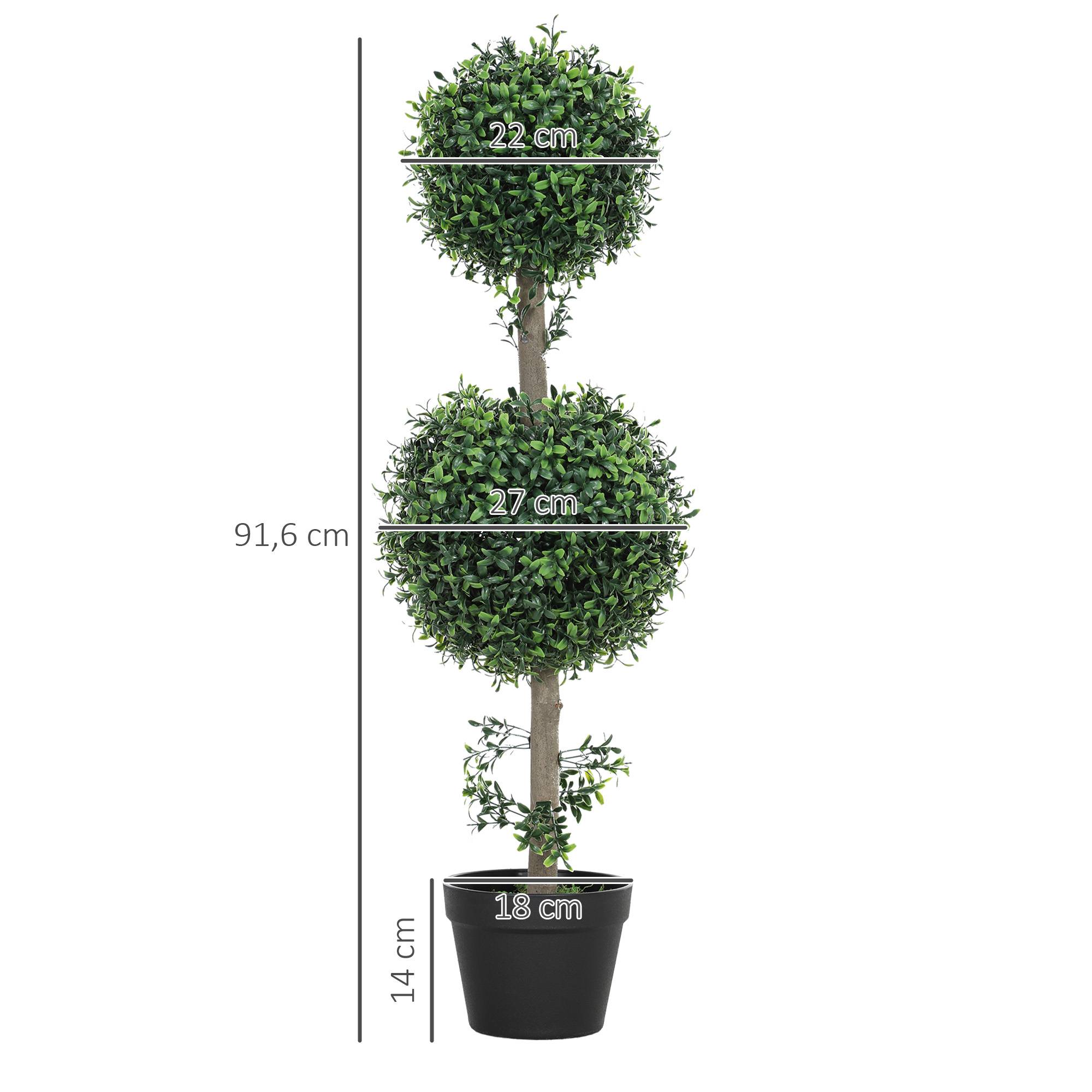 Lot de 2 plantes artificielles, buis, protégées UV, avec pot, vert - Image 5