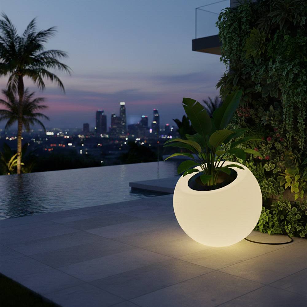 Pot de fleurs lumineux dolce vita 300l - plast'up rotomoulage - Image 2