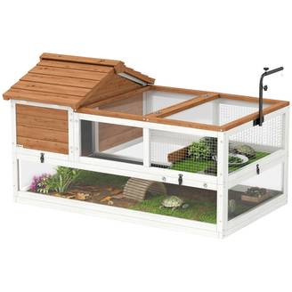 Enclos pour tortues, à deux niveaux, avec support de lampe, pour petits animaux, orange.