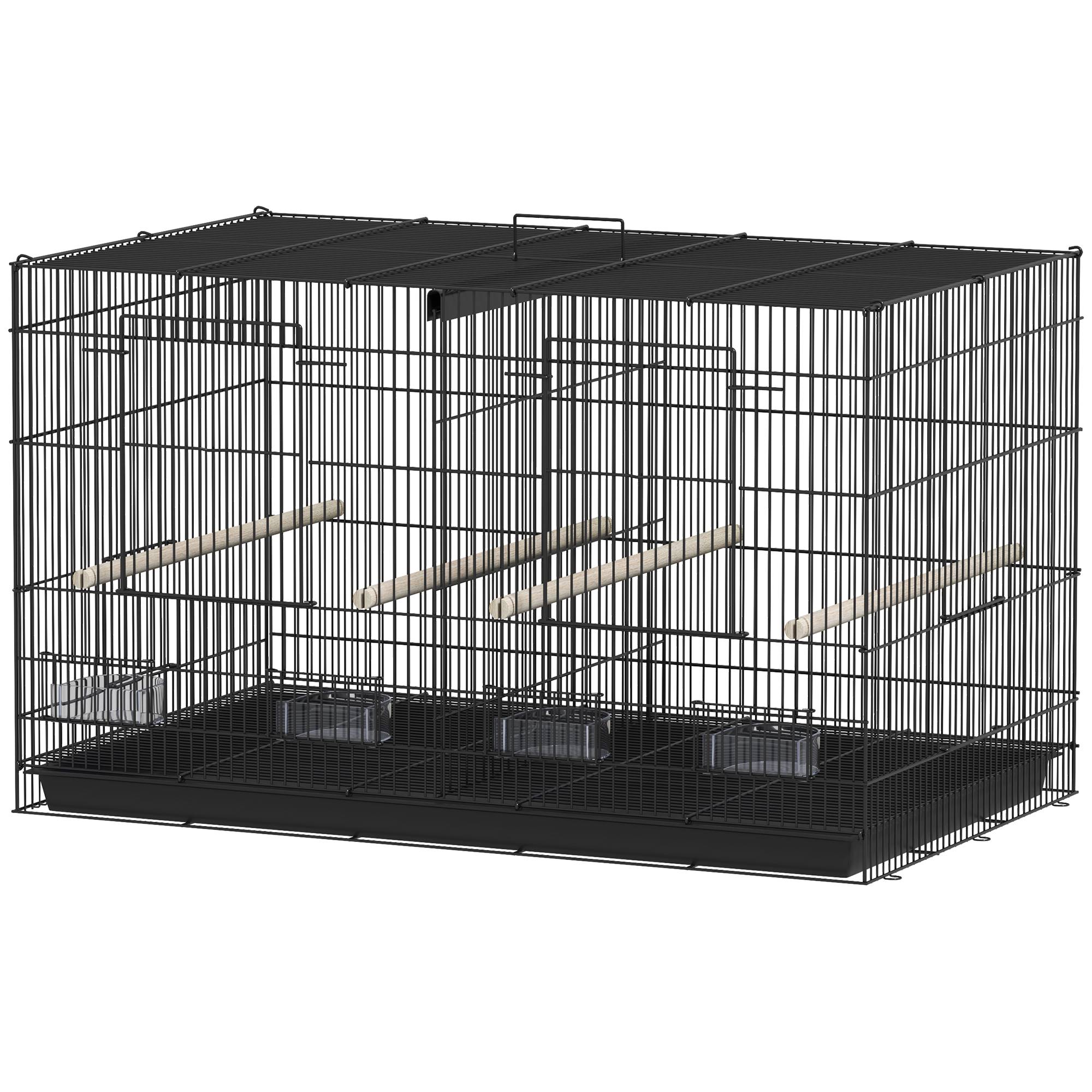 Volière d'intérieur acier noir 76 x 46 x 46 cm - PANGIVO - Image 2