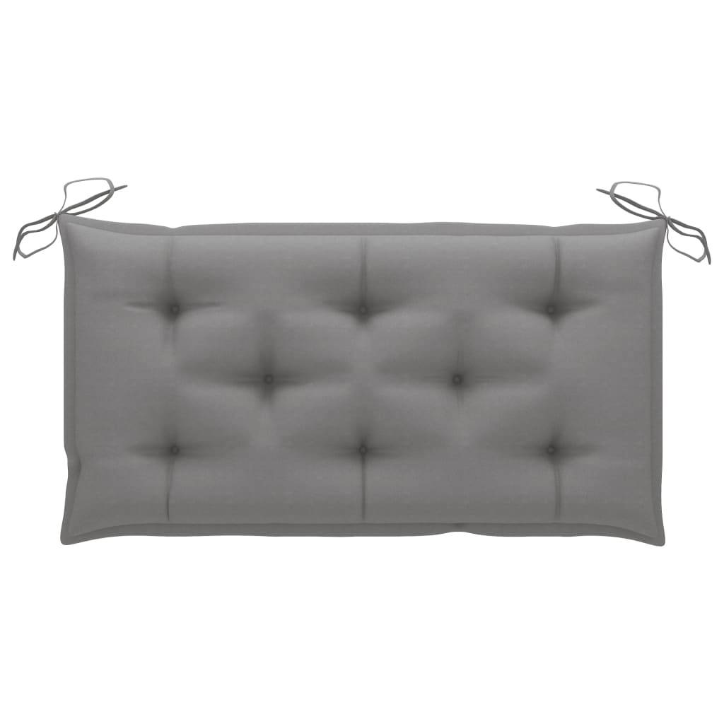 Helloshop26 - Banc de jardin meuble de patio d'extérieur terrasse avec coussin gris 112 cm bois de teck massif - Imagen 5
