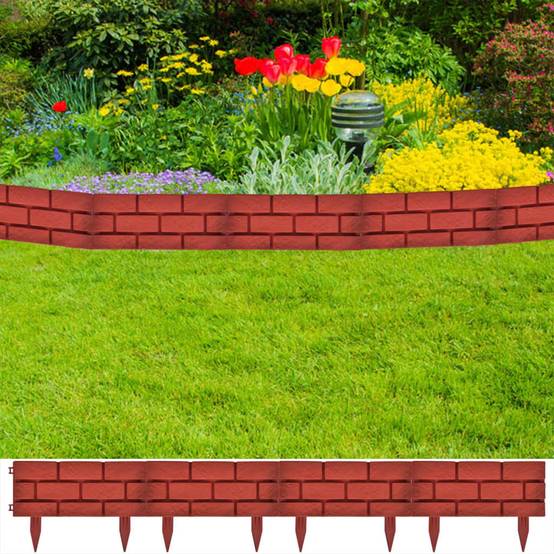 Clôture de jardin - Barrière de jardin - Palissade avec design de briques 11 pcs - MEUBLE PRO - Image 2