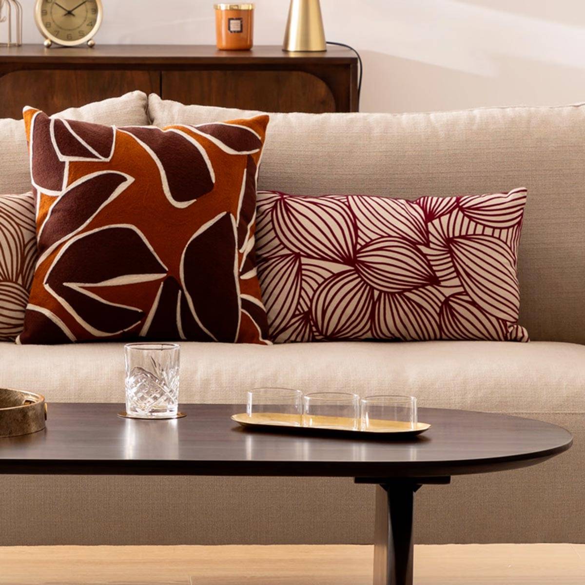 Atmosphera - Coussin floqué en velours motif feuille - ATMOSPHERA - Imagen 5