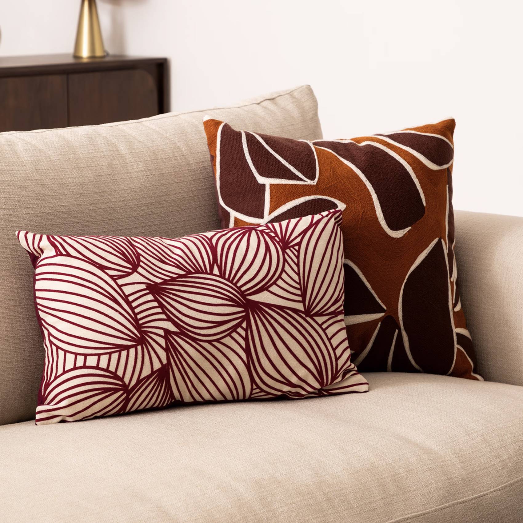 Atmosphera - Coussin floqué en velours motif feuille - ATMOSPHERA - Imagen 6