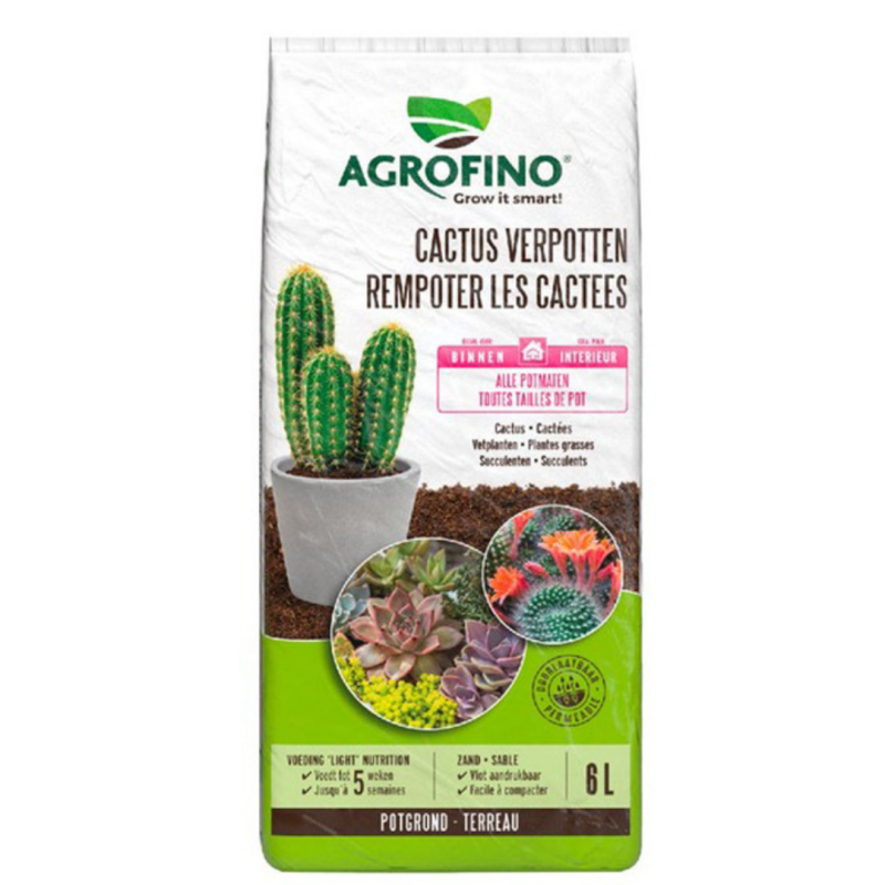 Fleur - Terreau cactus et plantes grasses Agrofino 5 semaines de nutrition 6L - Fleur