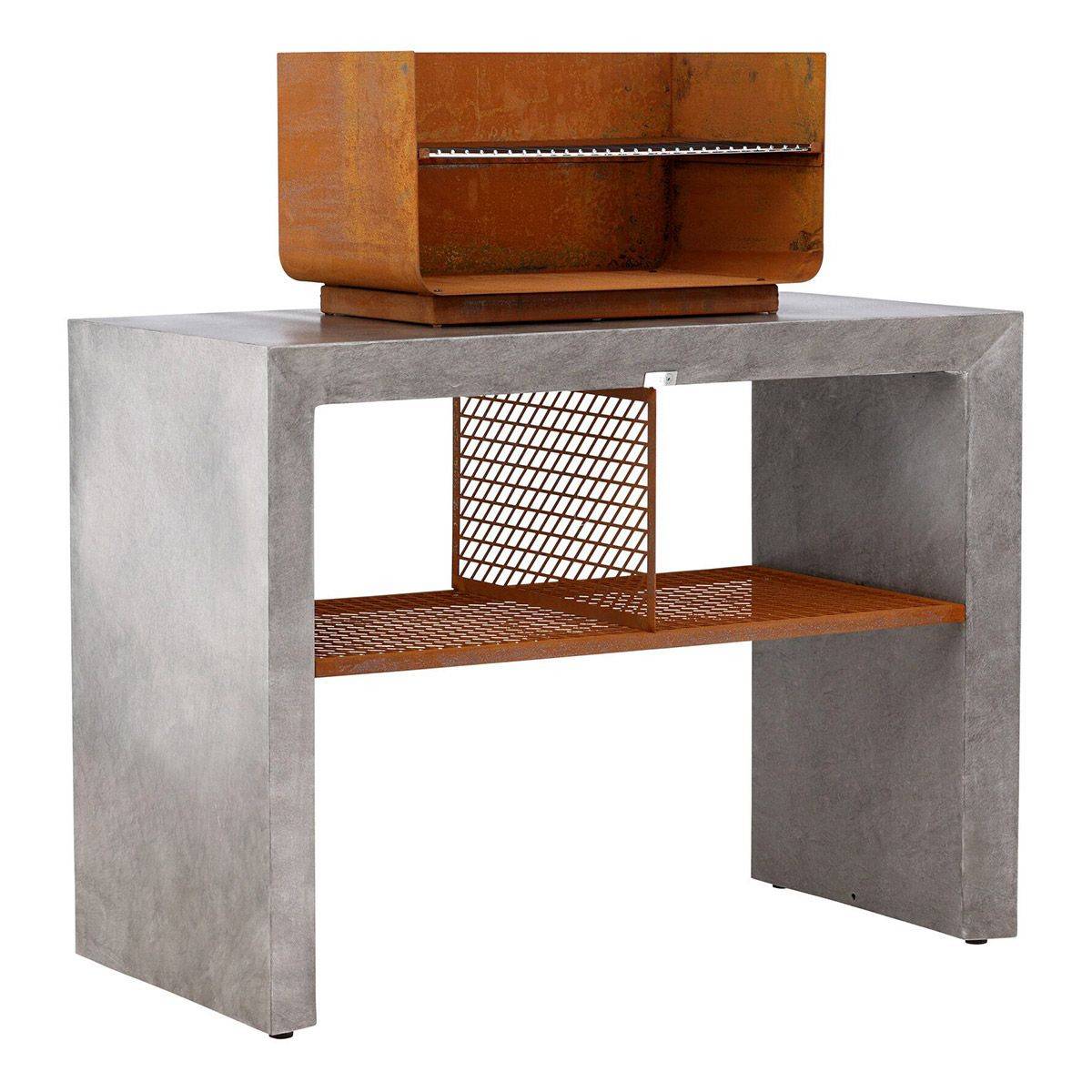 Paris Prix - Meuble Bas d'Extérieur Avec Gril "Velas" 120cm Gris Clair