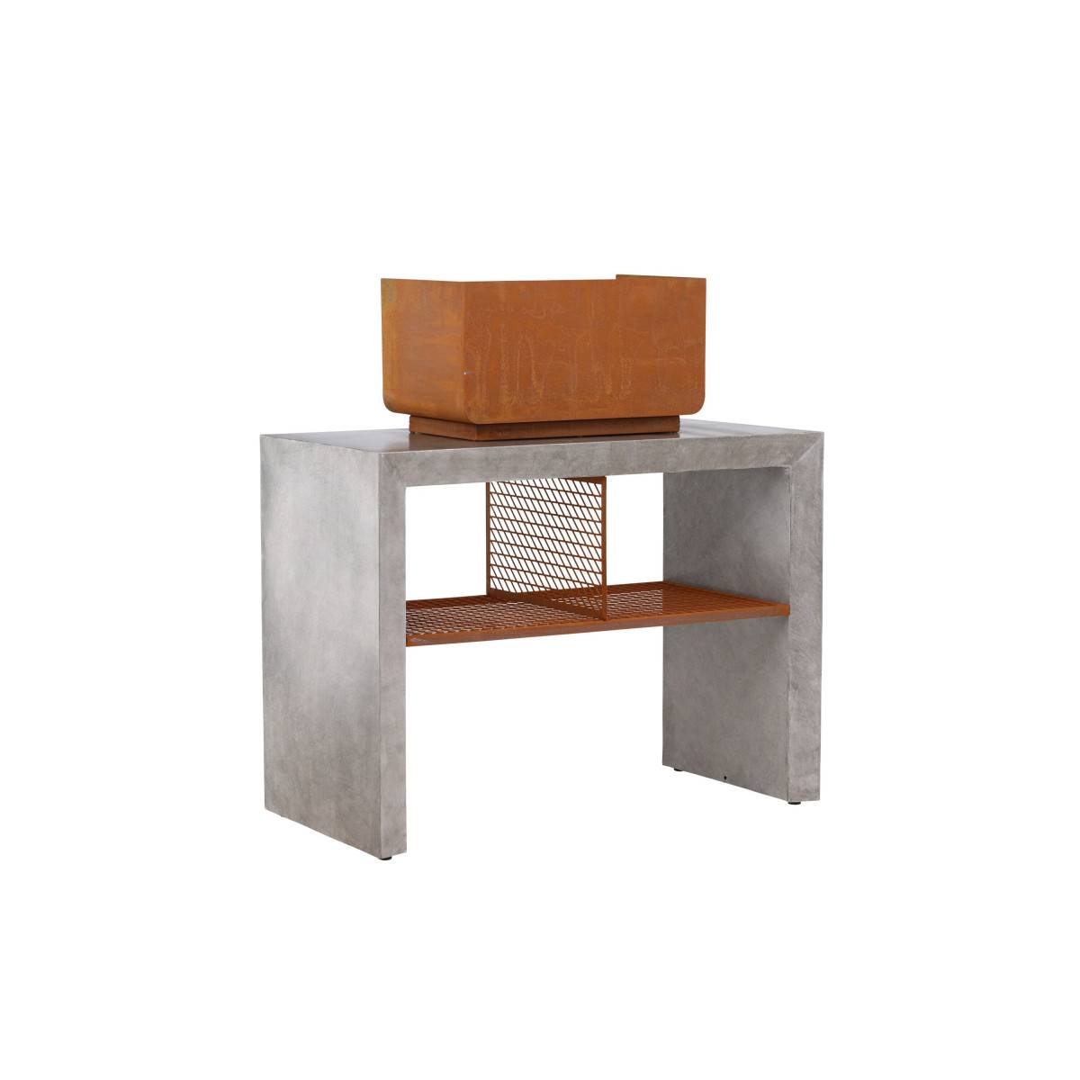 Paris Prix - Meuble Bas d'Extérieur Avec Gril "Velas" 120cm Gris Clair - Image 5
