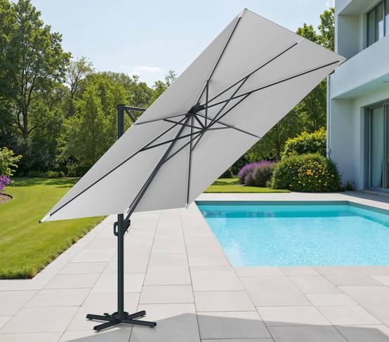 Parasol déporté 3x3m gris perle SUNKING - Imagen 1