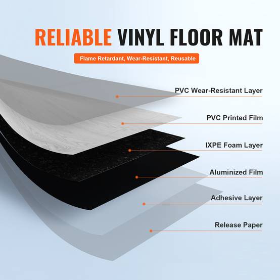 Vevor - VEVOR Revêtement sol vinyle auto-adhésif, 9900x600 mm, 1,5 mm, bois gris clair. À décoller. - Image 3