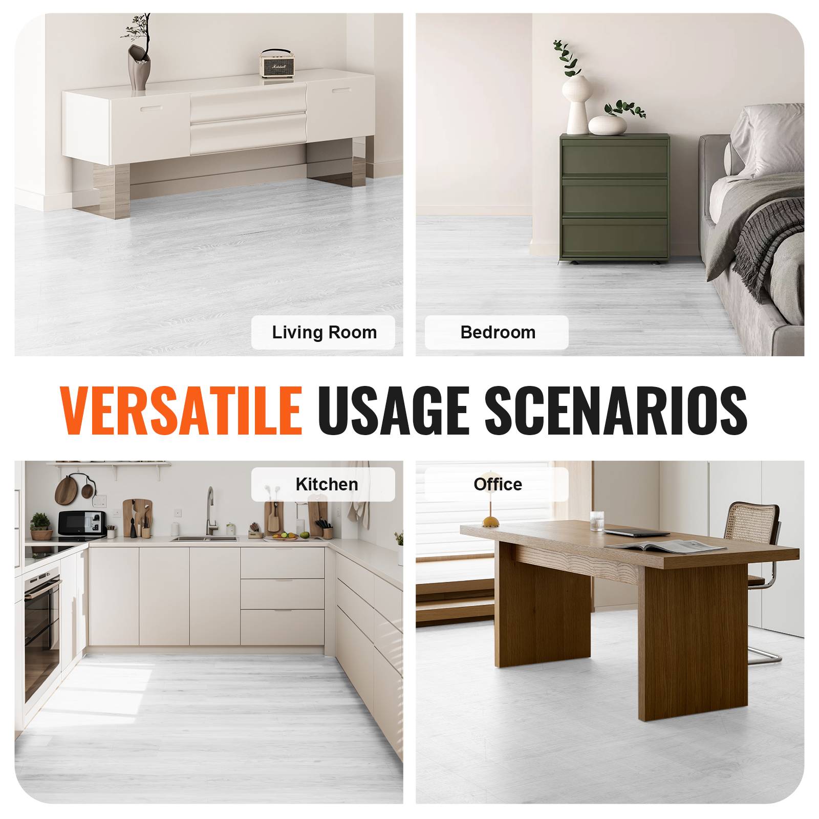 Vevor - VEVOR Revêtement sol vinyle auto-adhésif, 9900x600 mm, 1,5 mm, bois gris clair. À décoller. - Image 6