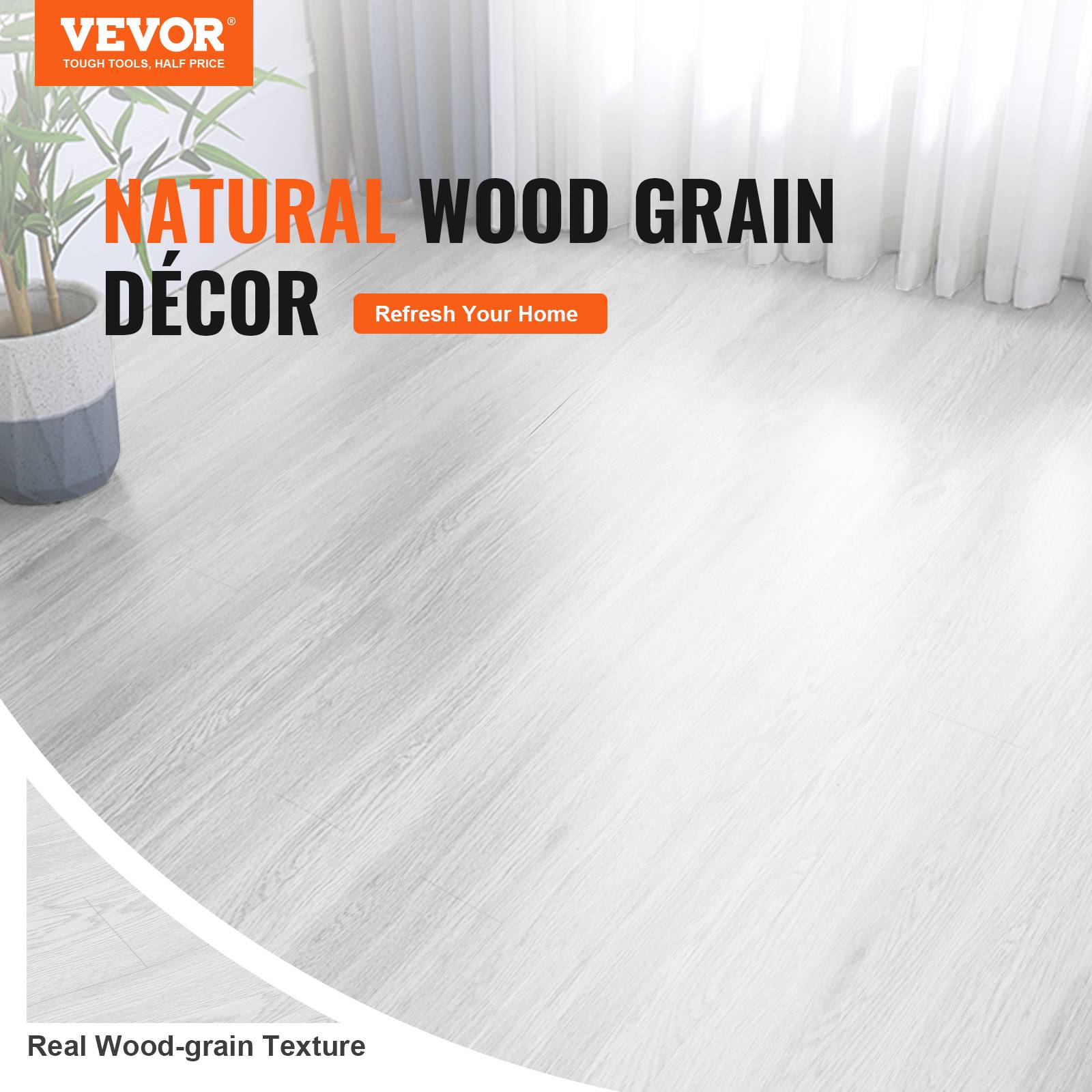 Vevor - VEVOR Revêtement sol vinyle auto-adhésif, 9900x600 mm, 1,5 mm, bois gris clair. À décoller. - Image 2
