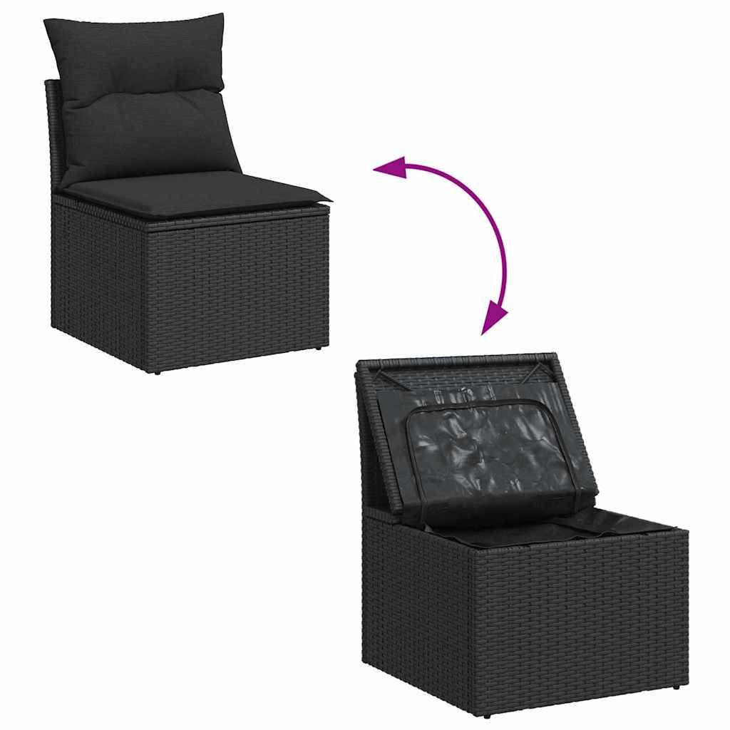 ComfortXL - Salon de Jardin Noir 4 Places – Bois d'Acacia & Résine, Avec Rangement Intégré – ComfortXL Outdoor Living - Image 8