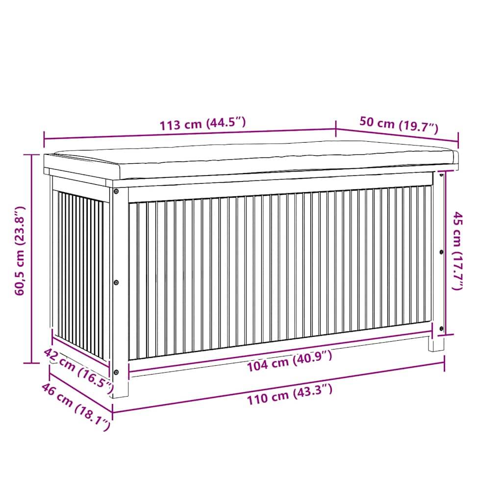 ComfortXL - Coffre de Rangement Banc Bois d'Acacia avec Coussin Imperméable pour Mobilier de Jardin Brun 113x50x60.5 cm – ComfortXL Outdoor Living - Image 5