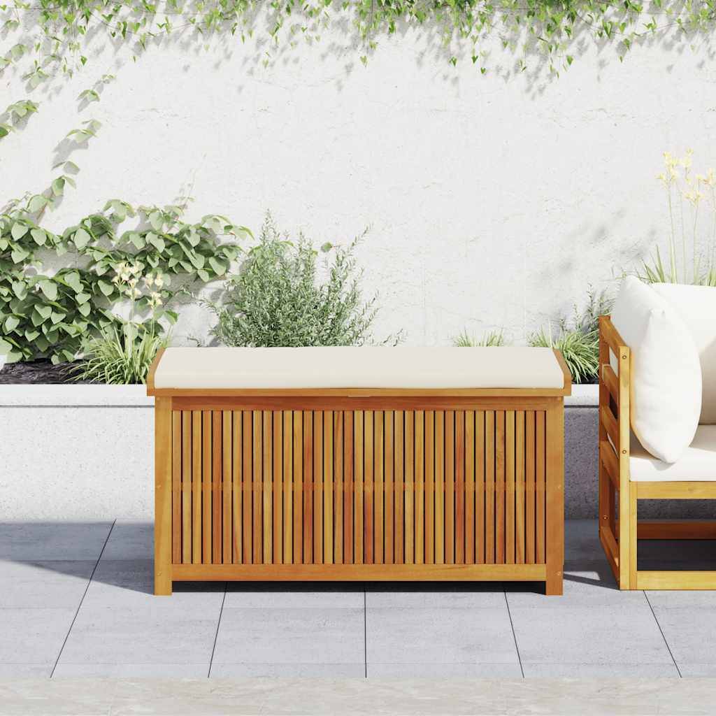 ComfortXL - Coffre de Rangement Banc Bois d'Acacia avec Coussin Imperméable pour Mobilier de Jardin Brun 113x50x60.5 cm – ComfortXL Outdoor Living - Image 3