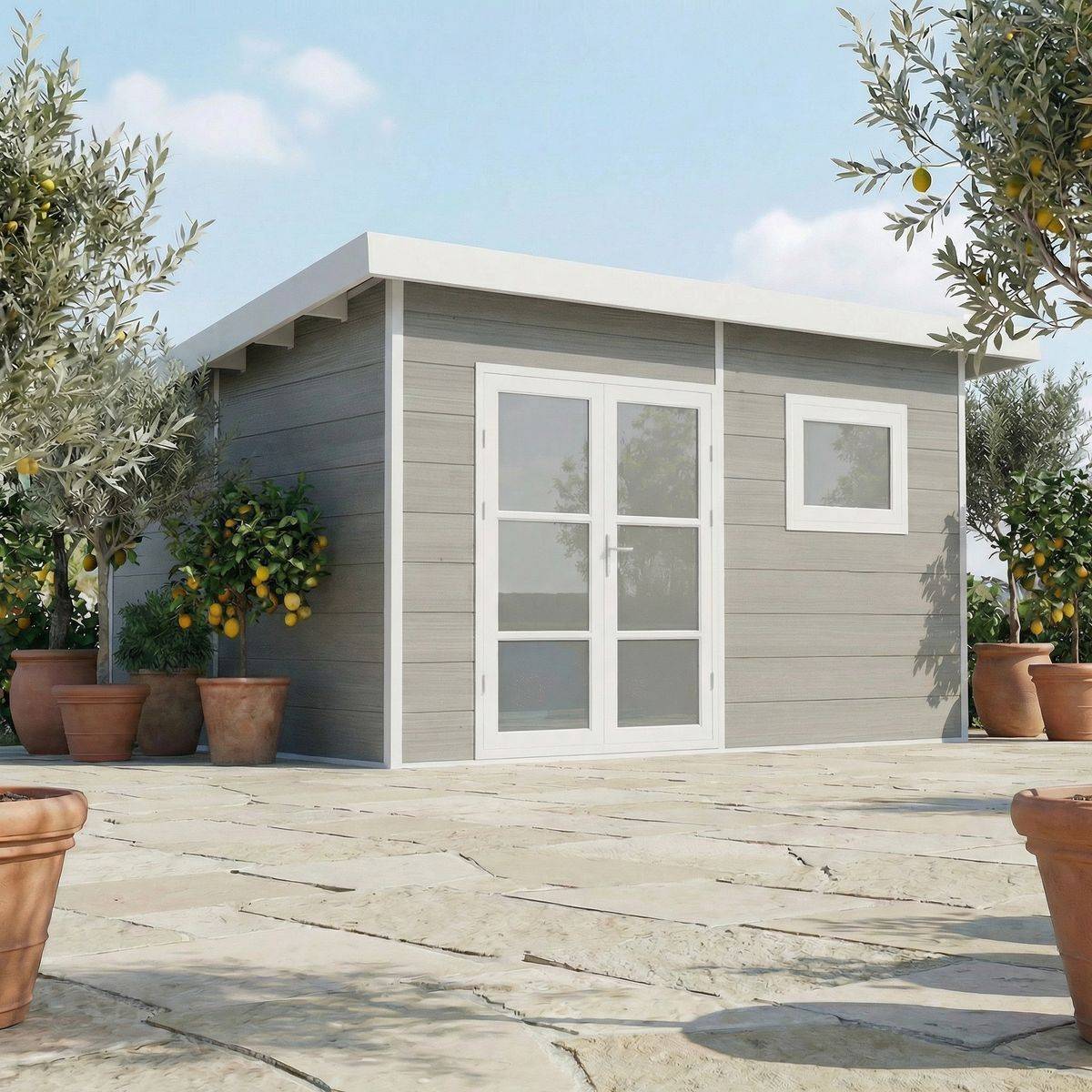 Direct Abris - Abri de Jardin Composite ALMA - 15m2 Gris clair - Cabane de Jardin - Image 1