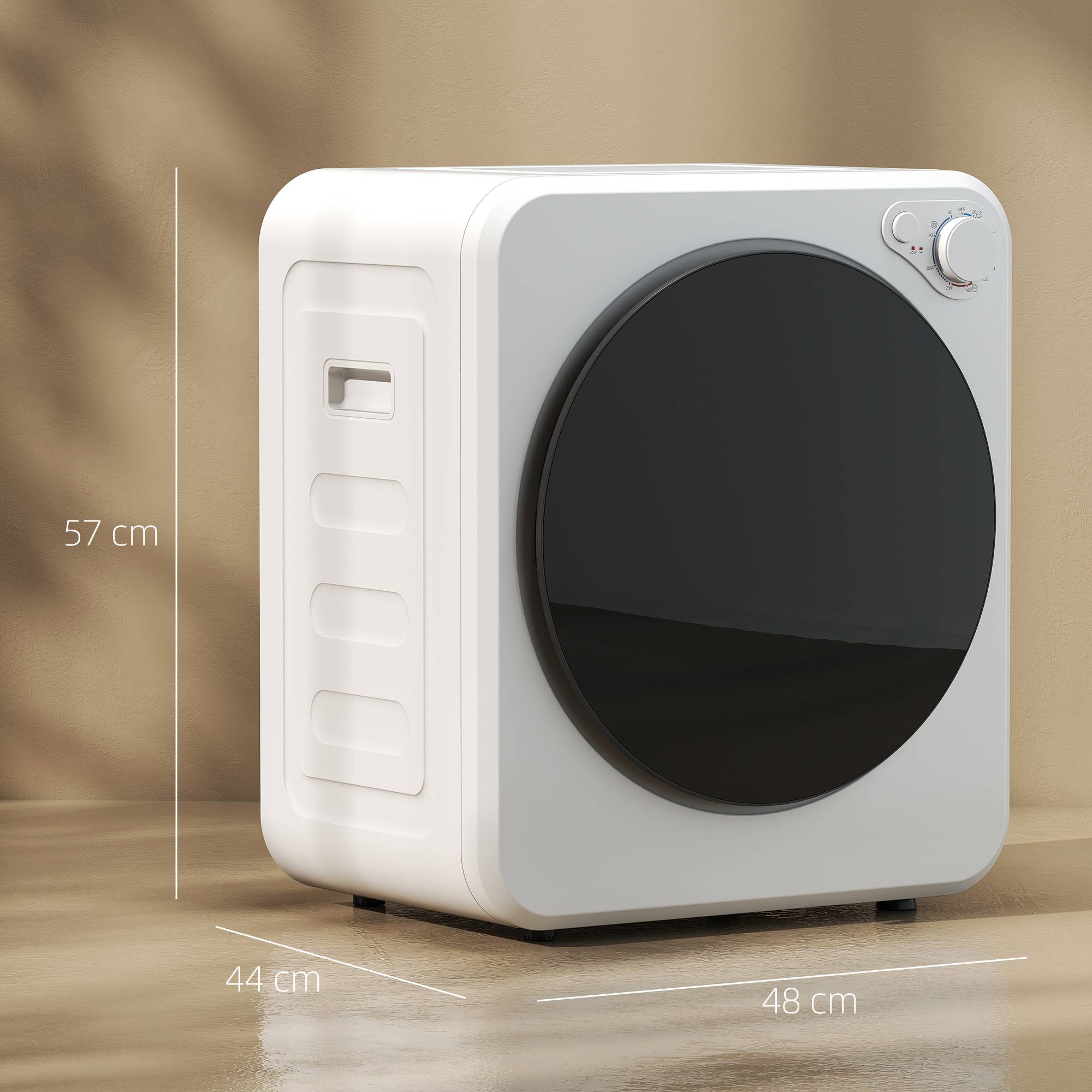 Mini sèche-linge portable 2,5kg, 5 programmes, 800/400W, chargement frontal, empilable/mural/autoportant, blanc - Image 5