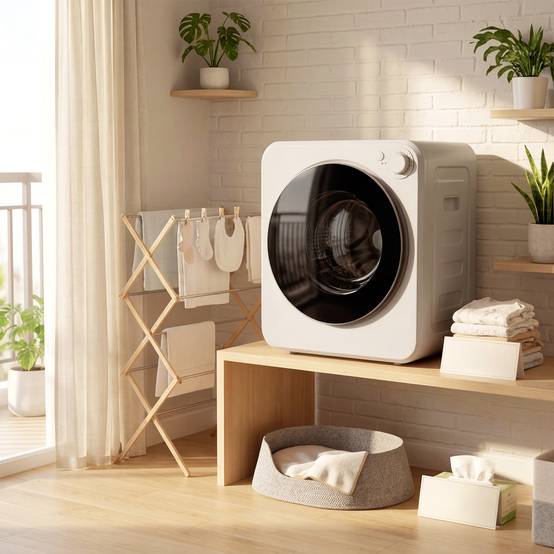 Mini sèche-linge portable 2,5kg, 5 programmes, 800/400W, chargement frontal, empilable/mural/autoportant, blanc - Image 10