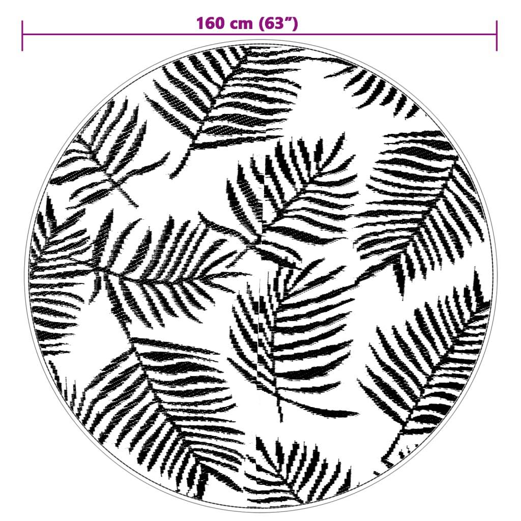 Tapis extérieur - Tapis de jardin - Tapis de terrasse blanc et noir Ø160 cm PP-JU12258 - Image 6