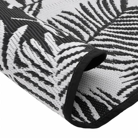 Tapis extérieur - Tapis de jardin - Tapis de terrasse blanc et noir Ø160 cm PP-JU12258 - Image 5