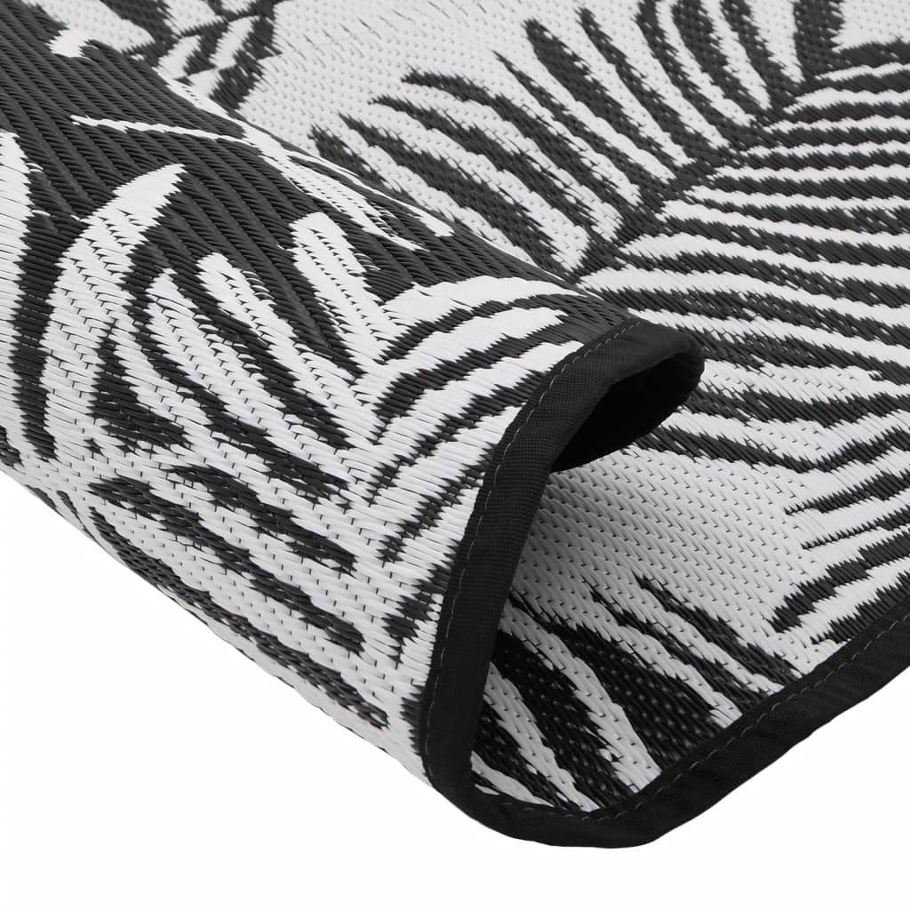 Tapis extérieur - Tapis de jardin - Tapis de terrasse blanc et noir Ø160 cm PP-JU12258 - Image 5
