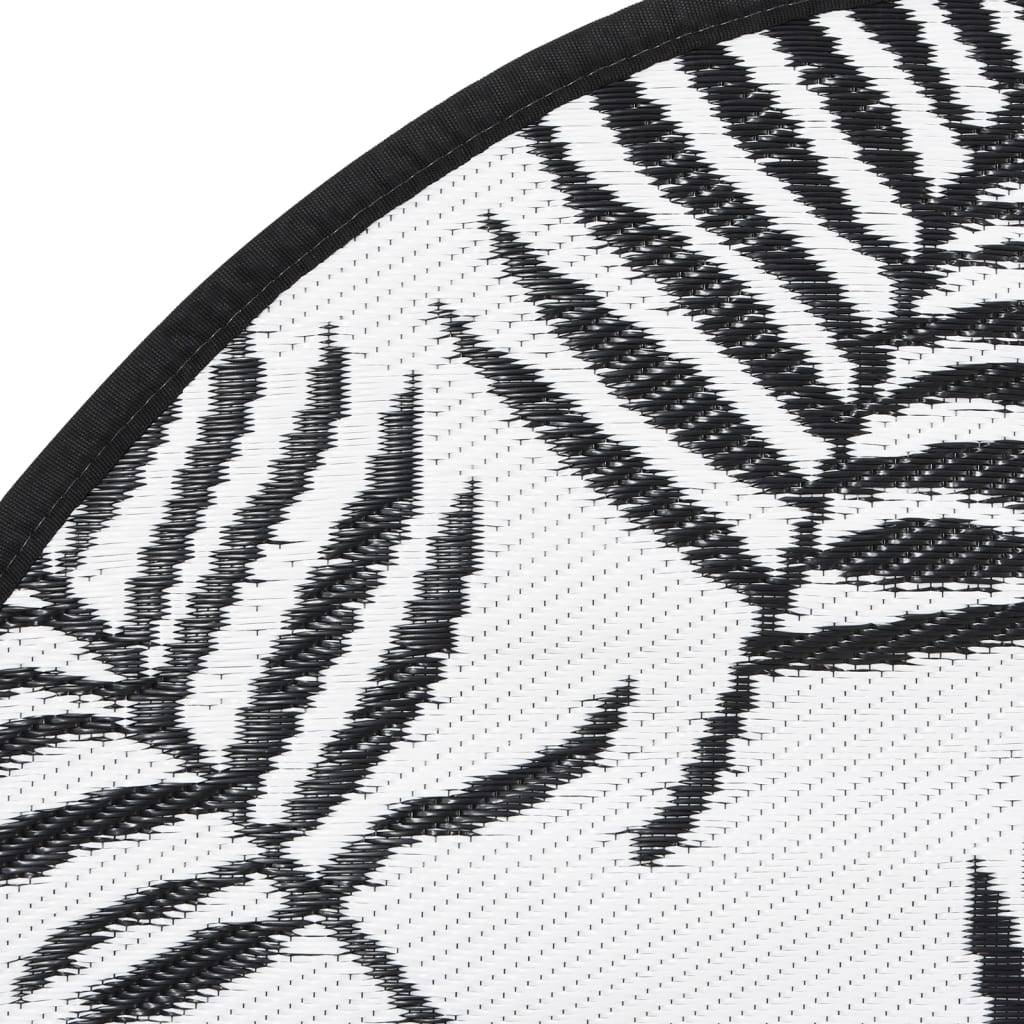 Tapis extérieur - Tapis de jardin - Tapis de terrasse blanc et noir Ø160 cm PP-JU12258 - Image 4