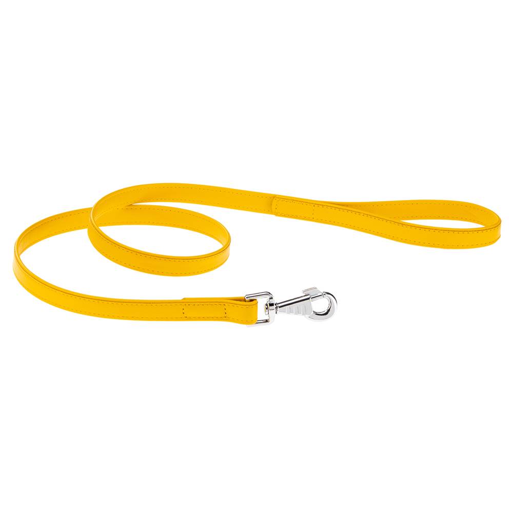 Ferplast - Laisse pour Chiens VOGUE G20/120, Cuir Véritable, Mousqueton en Métal, Jaune - Imagen 1