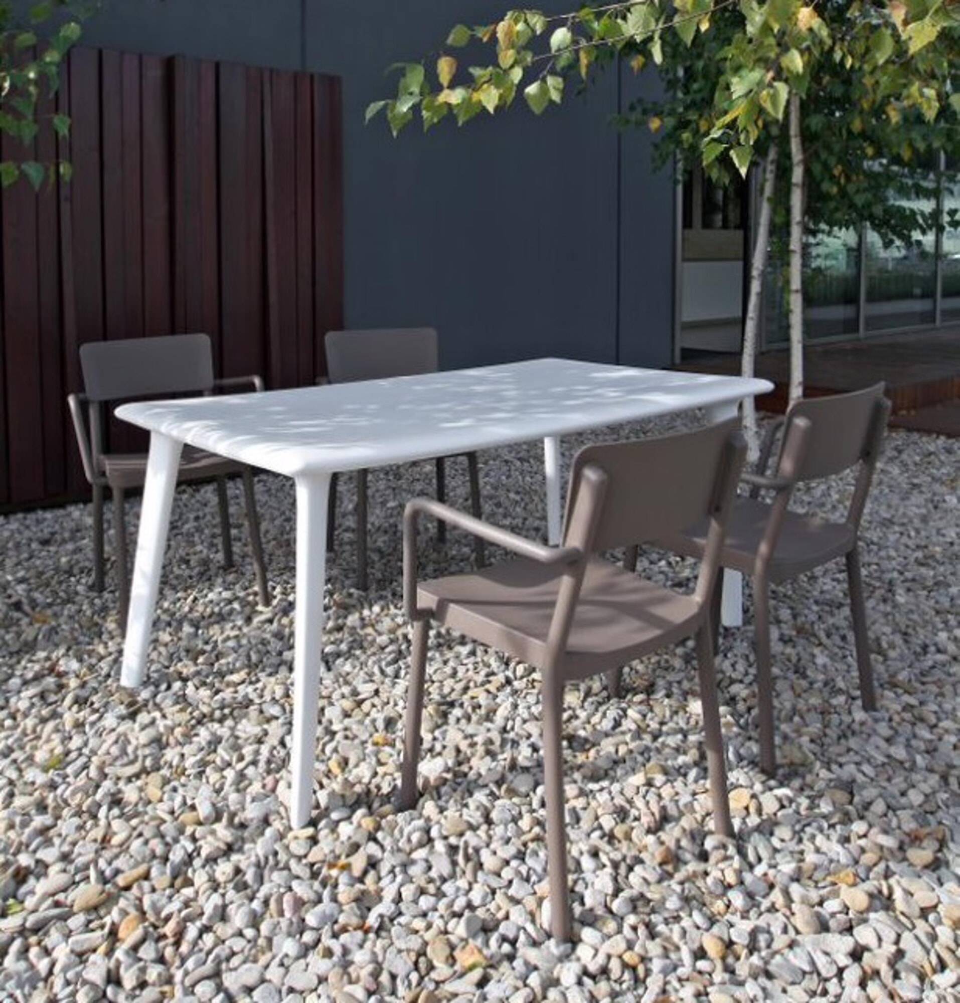 Table rectangulaire extérieur 160x90 blanc DESSA Resol - Image 7