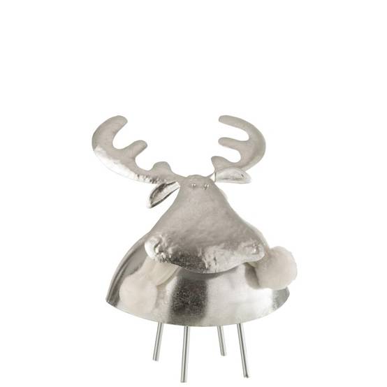 Cerf en métal argent 24x21.5x24.5 cm - J-Line - Image 1