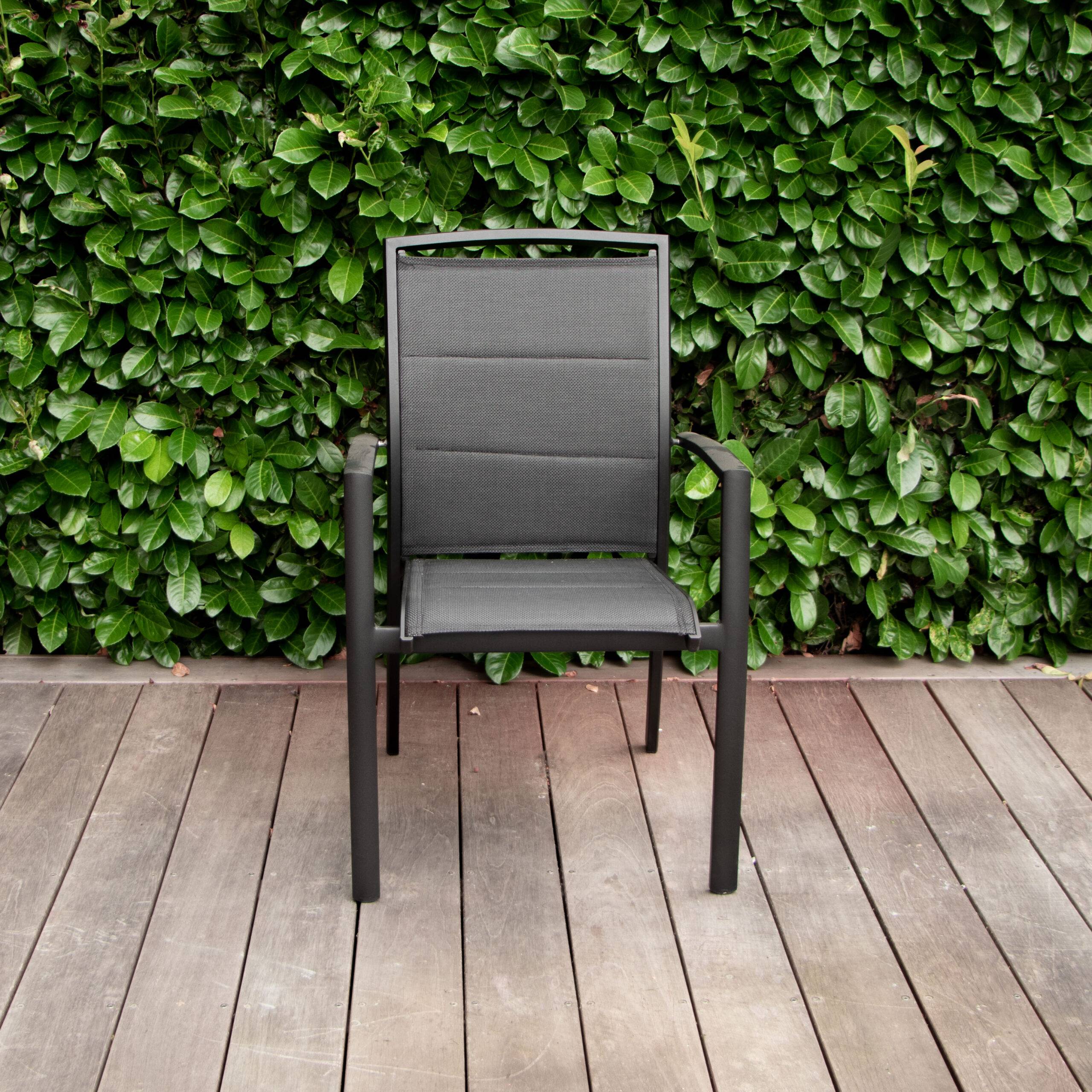 Wilsa Garden - Fauteuil Modulo structure aluminium noir et assise textilène noire - Imagen 2