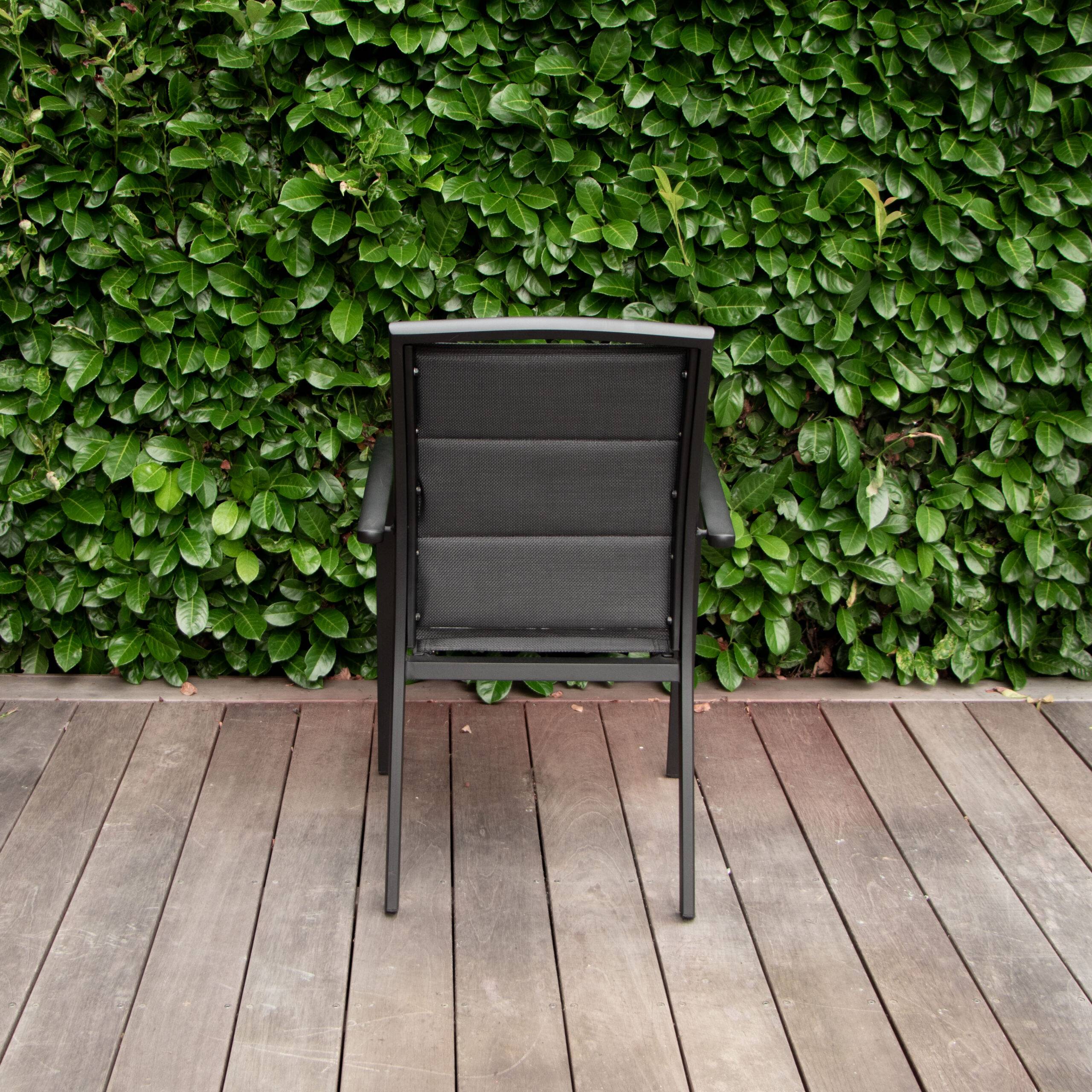 Wilsa Garden - Fauteuil Modulo structure aluminium noir et assise textilène noire - Imagen 4