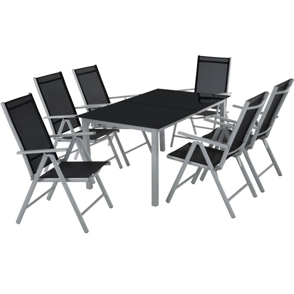 Helloshop26 - Salon de jardin aluminium 6 places gris clair - Imagen 1